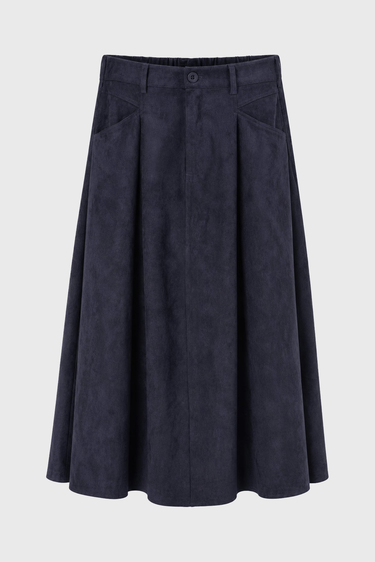 CHITHELABEL - Navy Microsuede Flared Maxi Skirt