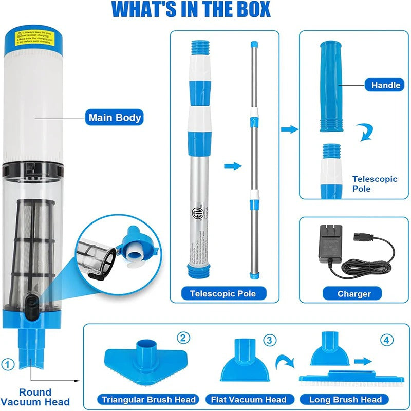 3 in 1 Cordless Rechargeable Pool Vacuum Cleaner