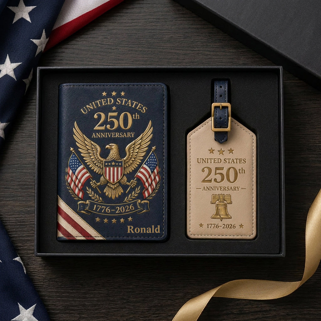 CHITHELABEL - USA 250th Anniversary Passport Cover & Luggage Tag Gift Set