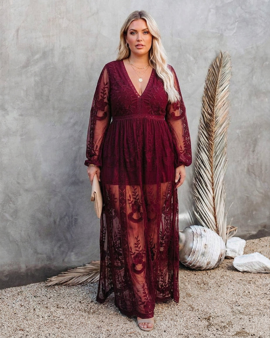 Vael Floor-Length V-Neck Dress: Elegant Flowing Silhouette