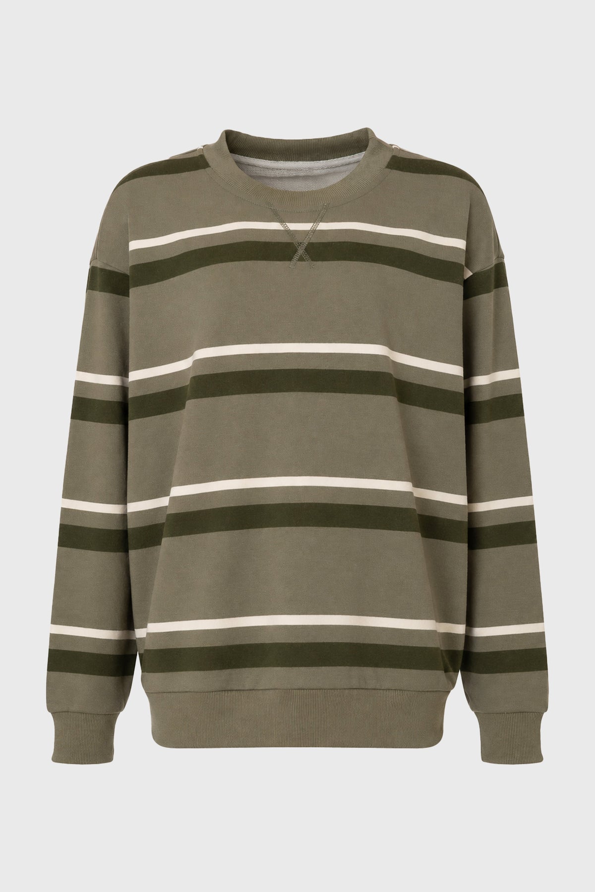 CHITHELABEL - Striped Crew Neck Sweatshirt in Green