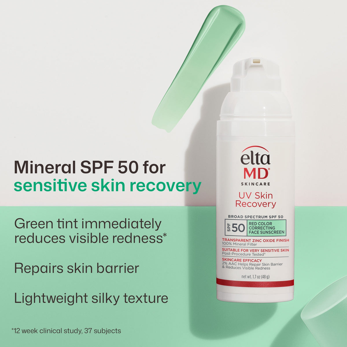 UV Skin Recovery Red Color Correcting Green Tint Broad Spectrum SPF 50