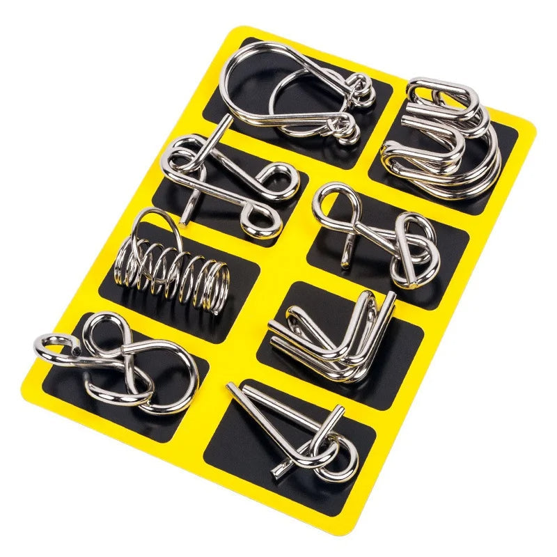 8 Piece Metal Puzzle Ring Set Brain Teaser Toys