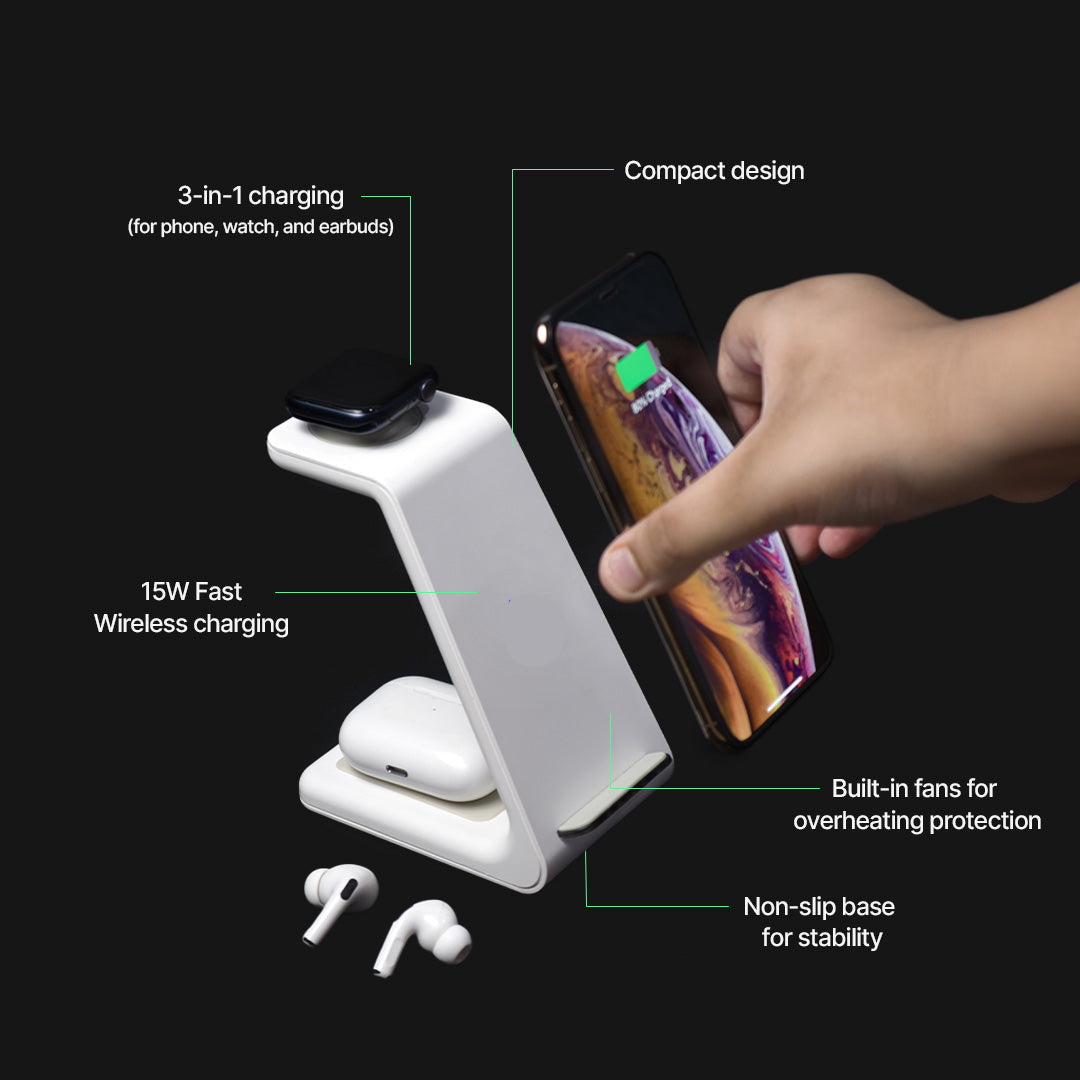 Fast Wireless Charger Dock with Multi‑Device Support