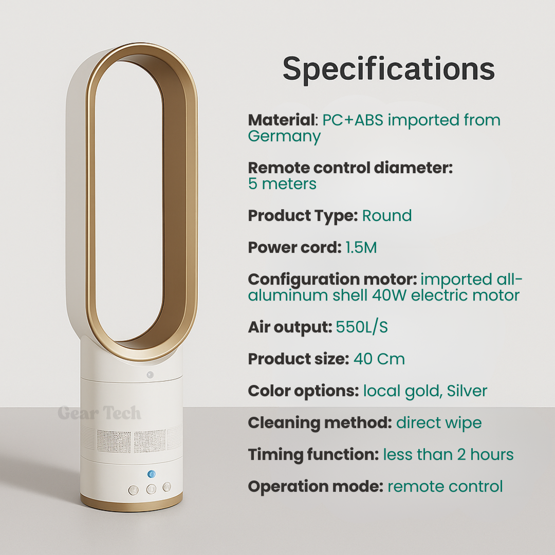 Safe & Stylish Bladeless Fan for Home Comfort