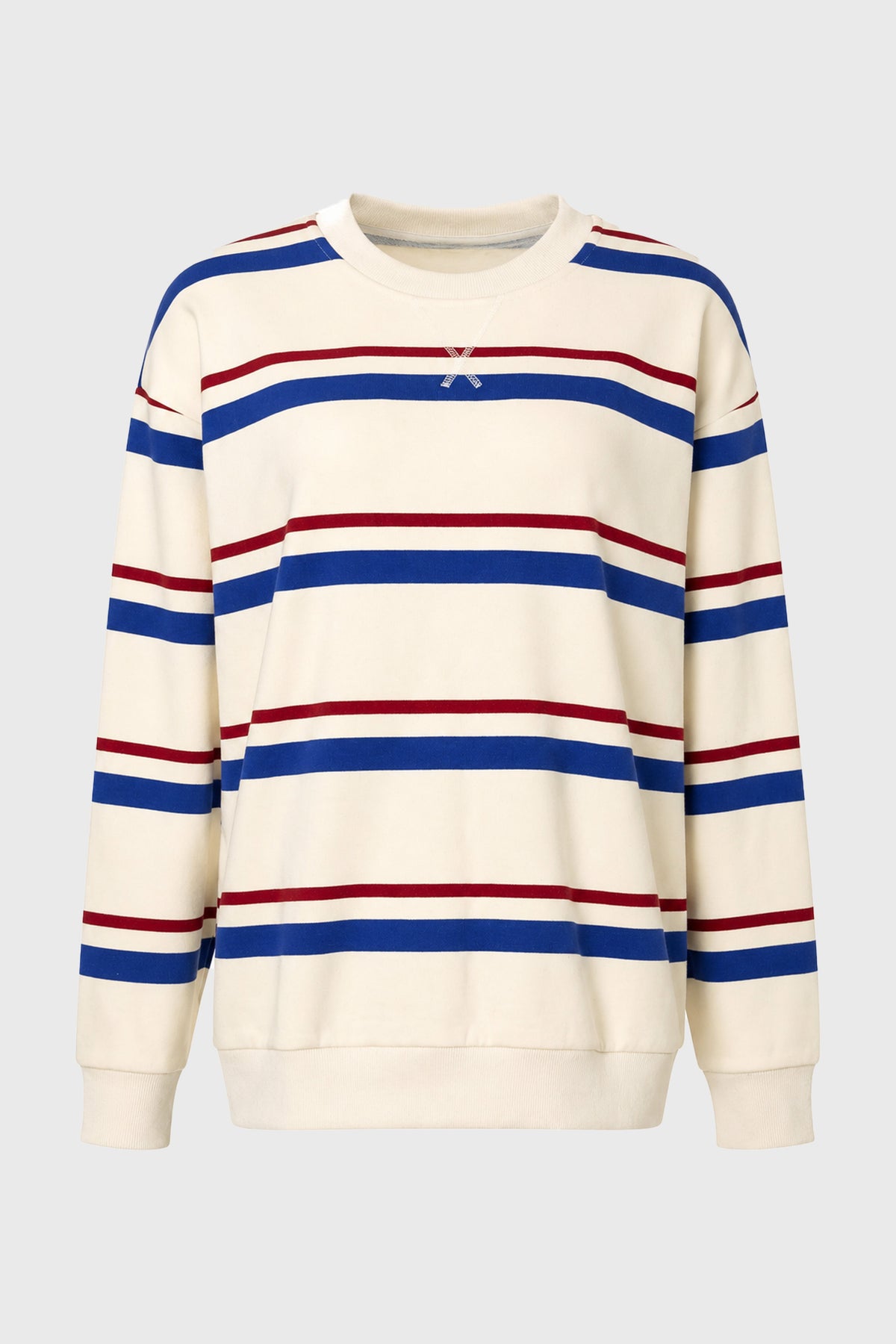 CHITHELABEL - Striped Crew Neck Sweatshirt in White
