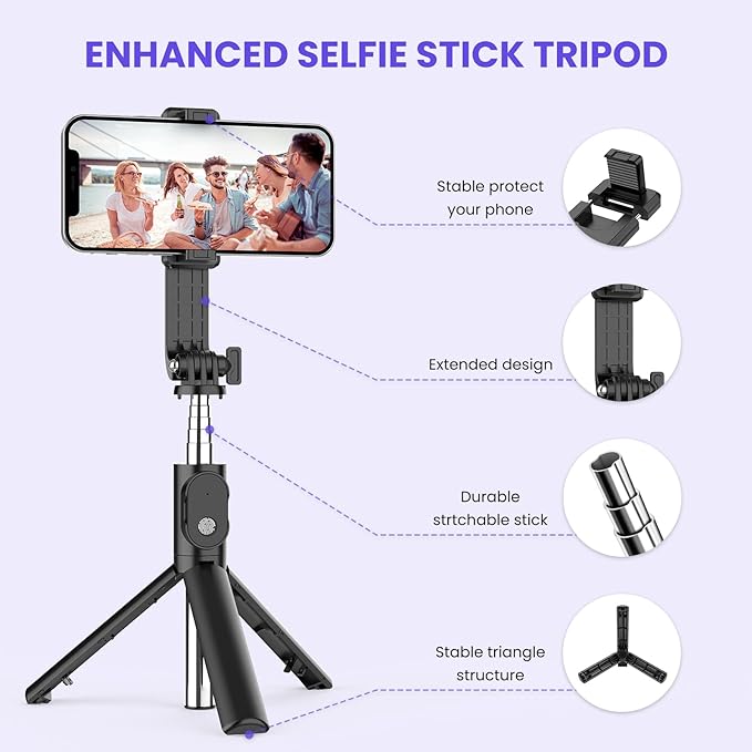 6 In 1 Wireless Bluetooth Selfie Stick With Fill Light