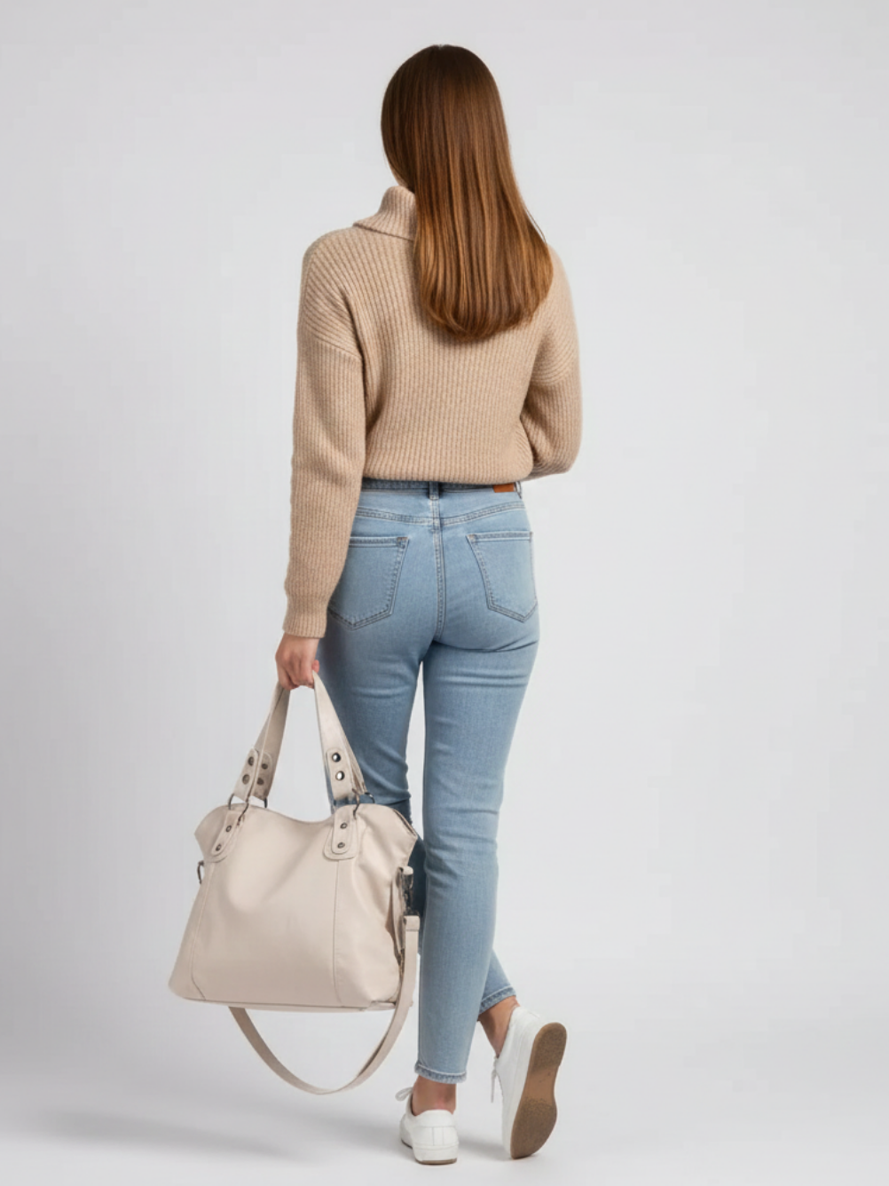 Large beige tote bag for university | SIENA