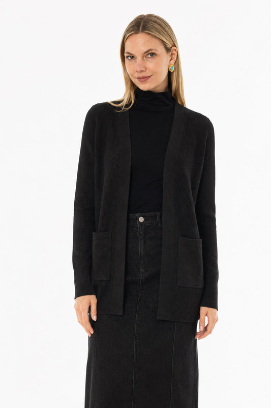 CHITHELABEL - Black Contrast Pocket Cardigan