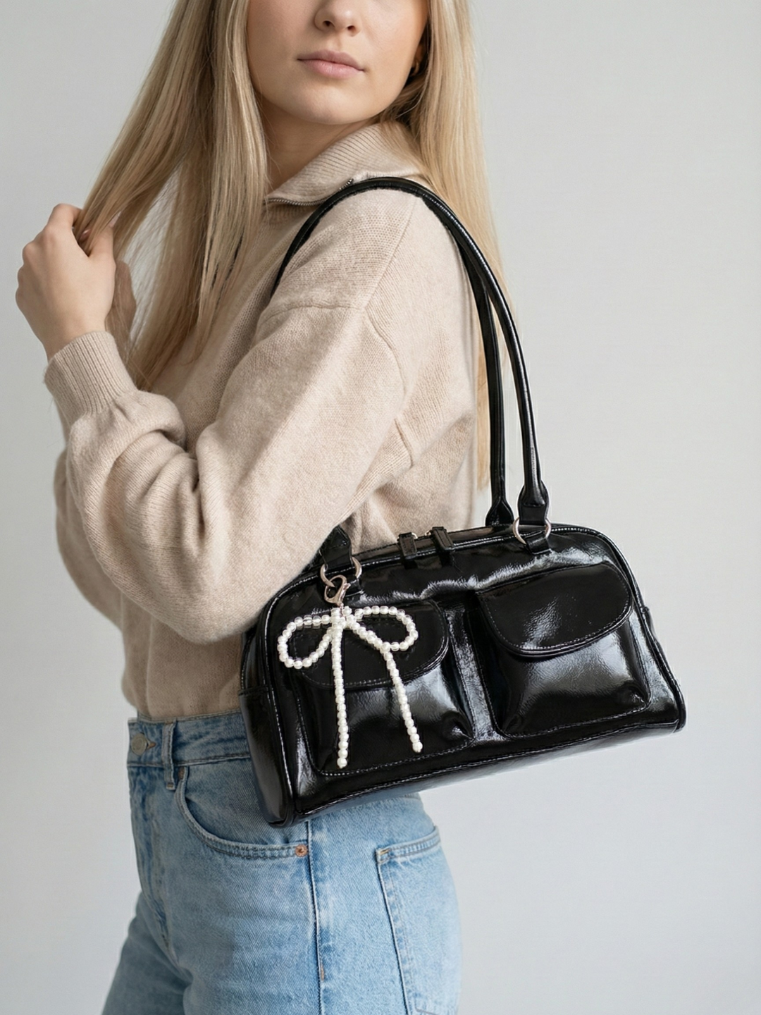 Black everyday Vegan leather bag  | Noto