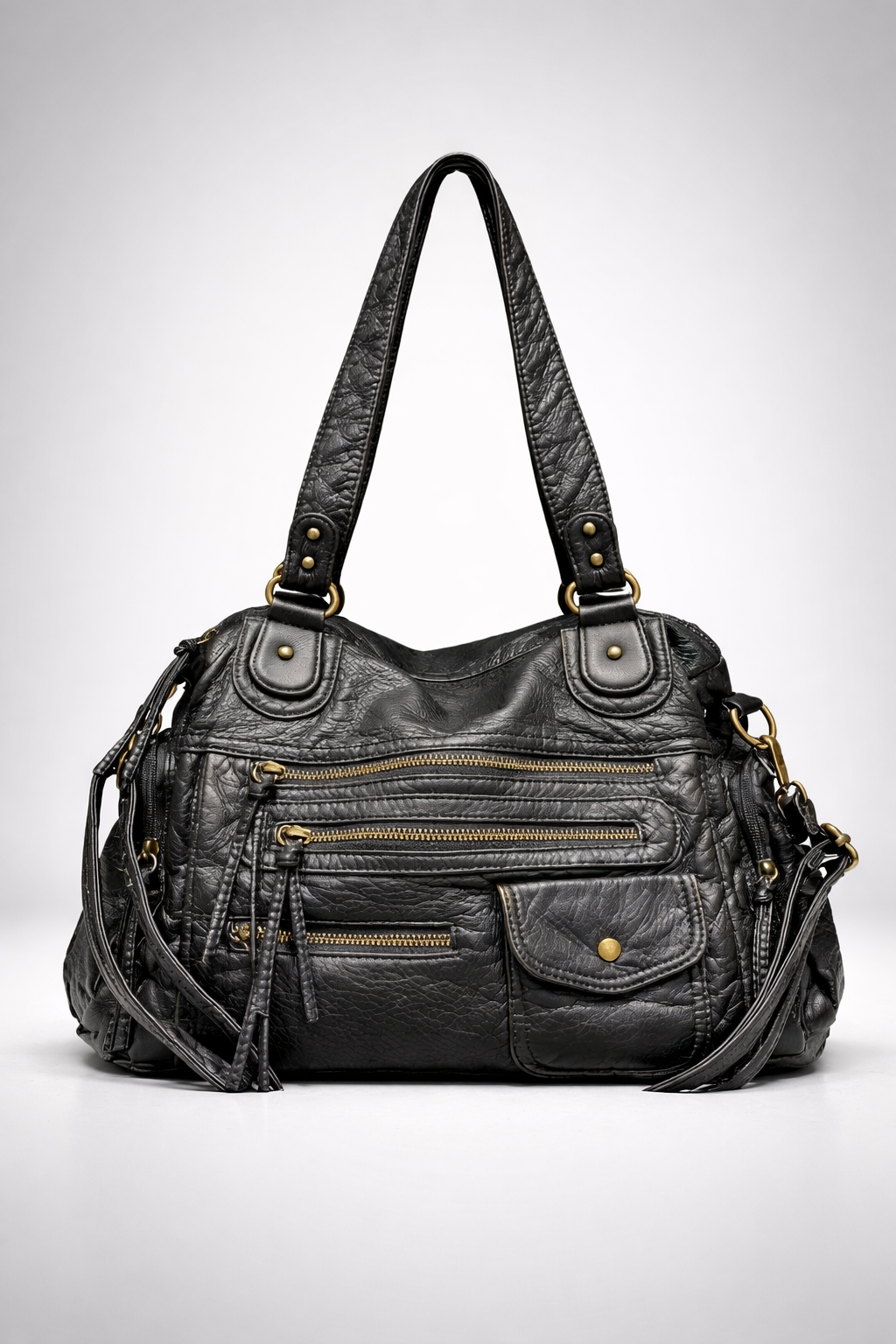 Black go-to shoulder handbag for school | Urbino