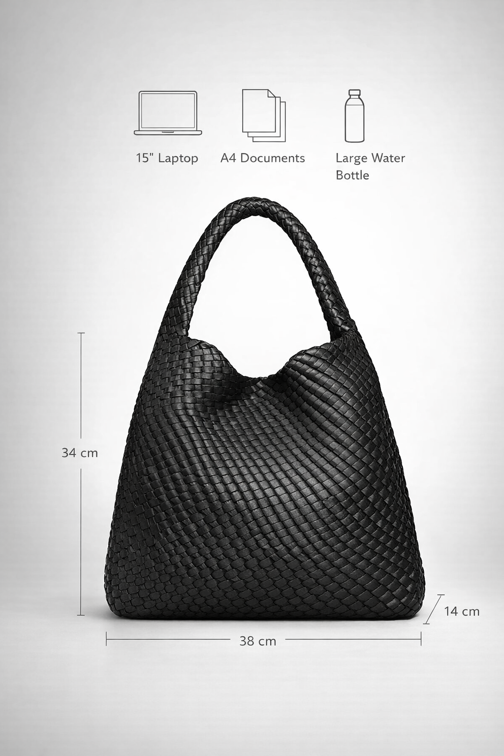 Black vegan  leather work bag | SORRENTO