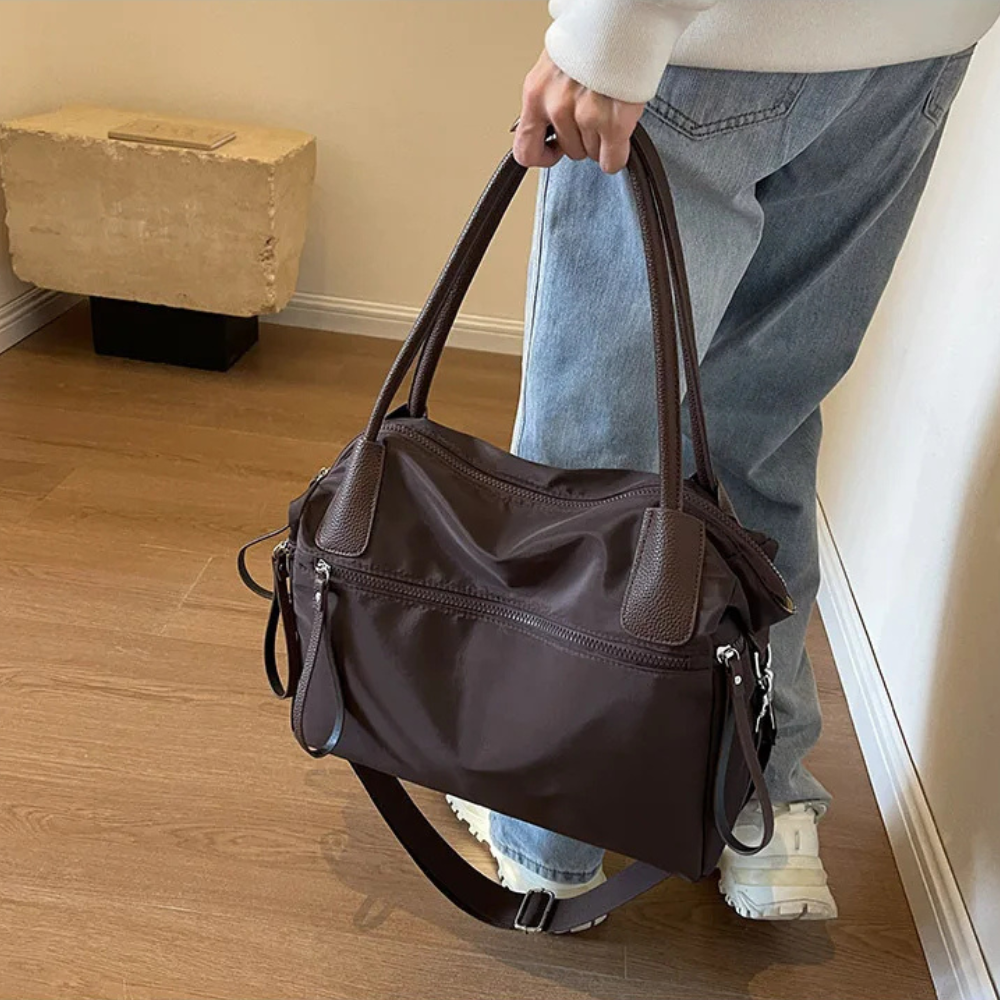Brown Nylon Tote Bag for School – Warm & Durable | Lisbon