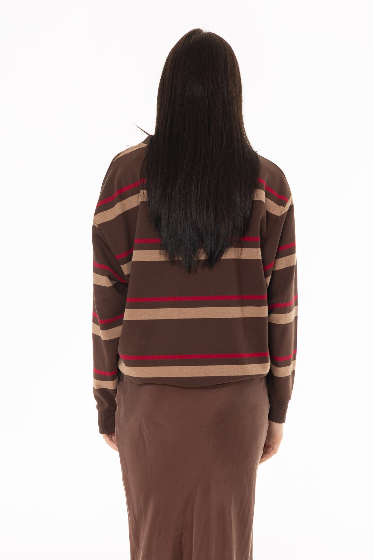 CHITHELABEL - Brown Striped Crew Neck Sweatshirt