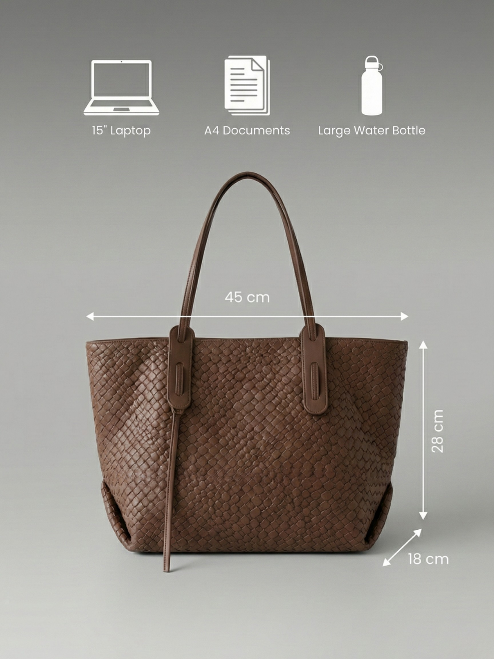 Brown vegan leather work bag | The GENOVA