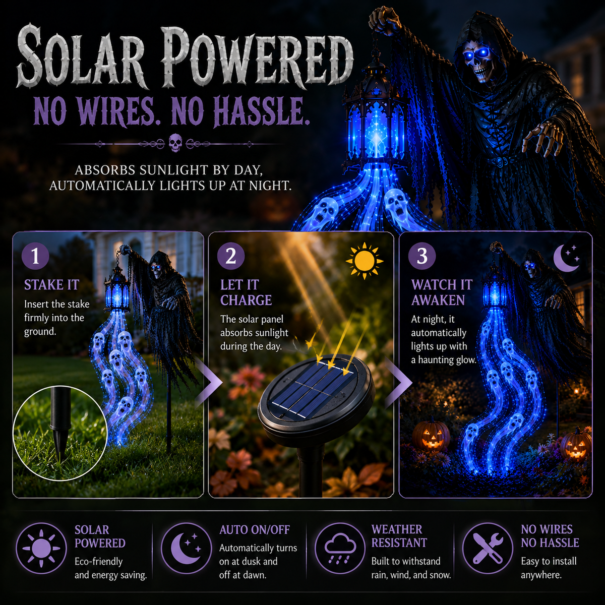 🎃 Soul Harvester Animated Garden Light | Spooky Halloween Yard Decor