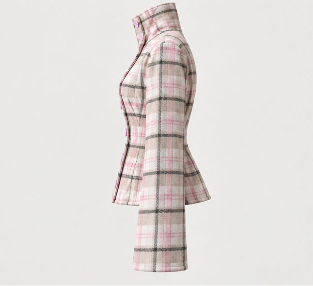 CHITHELABEL - Rosewood Tartan Collared Jacket