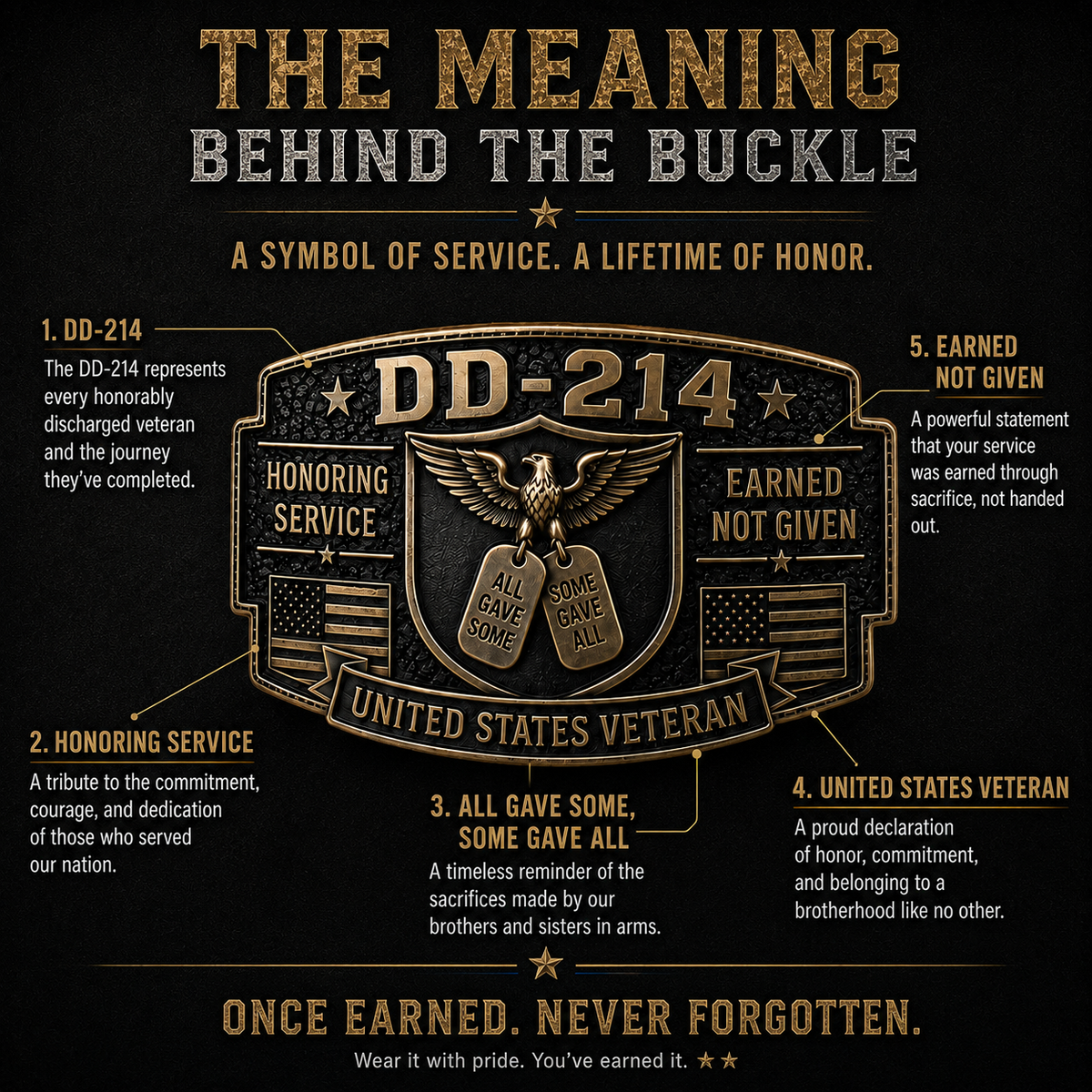 DD-214 Veteran Honor Belt Buckle