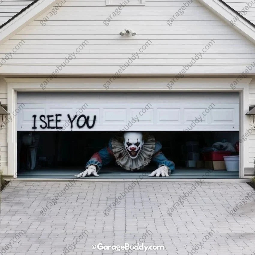 Peeking Clown (Limited Edition) | Halloween Garage Door Cover