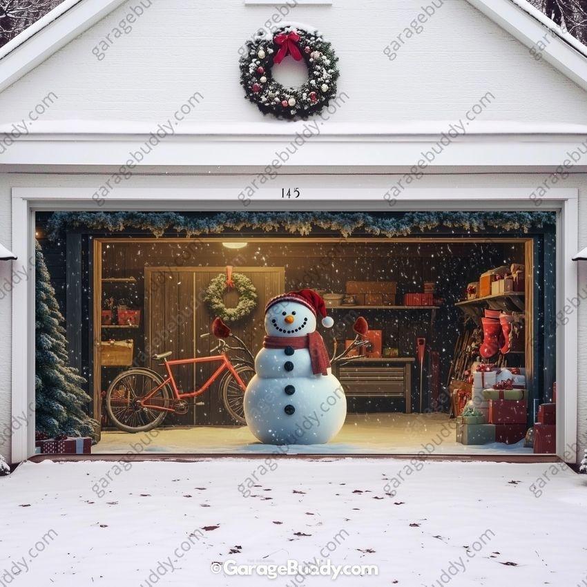Snowy The Snowman | Christmas Garage Door Cover