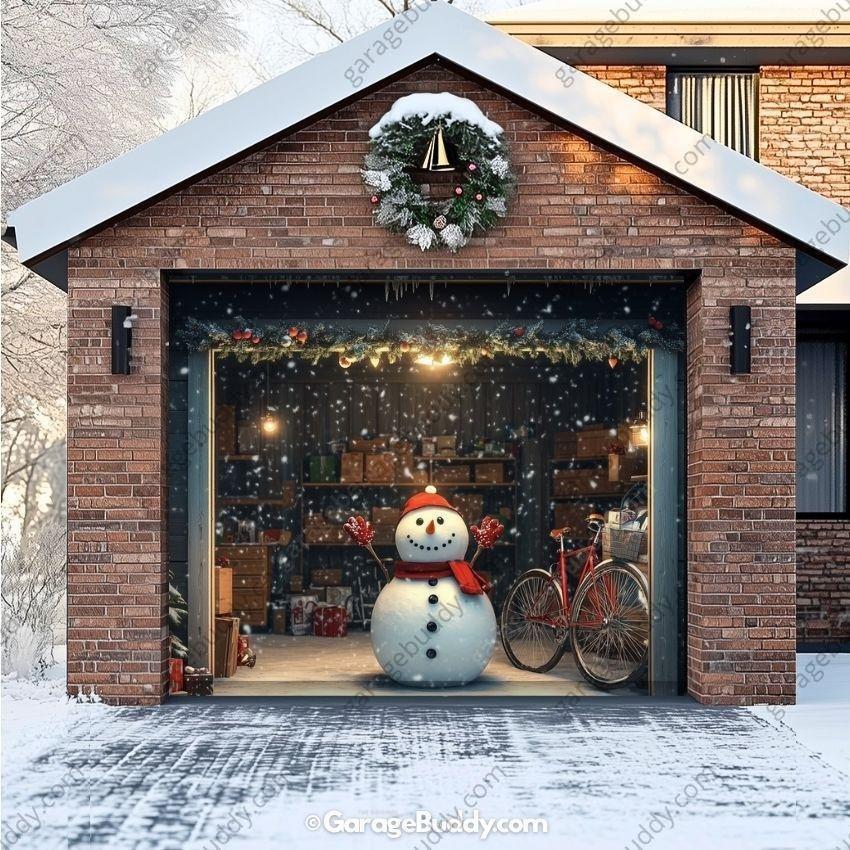 Snowy The Snowman | Christmas Garage Door Cover
