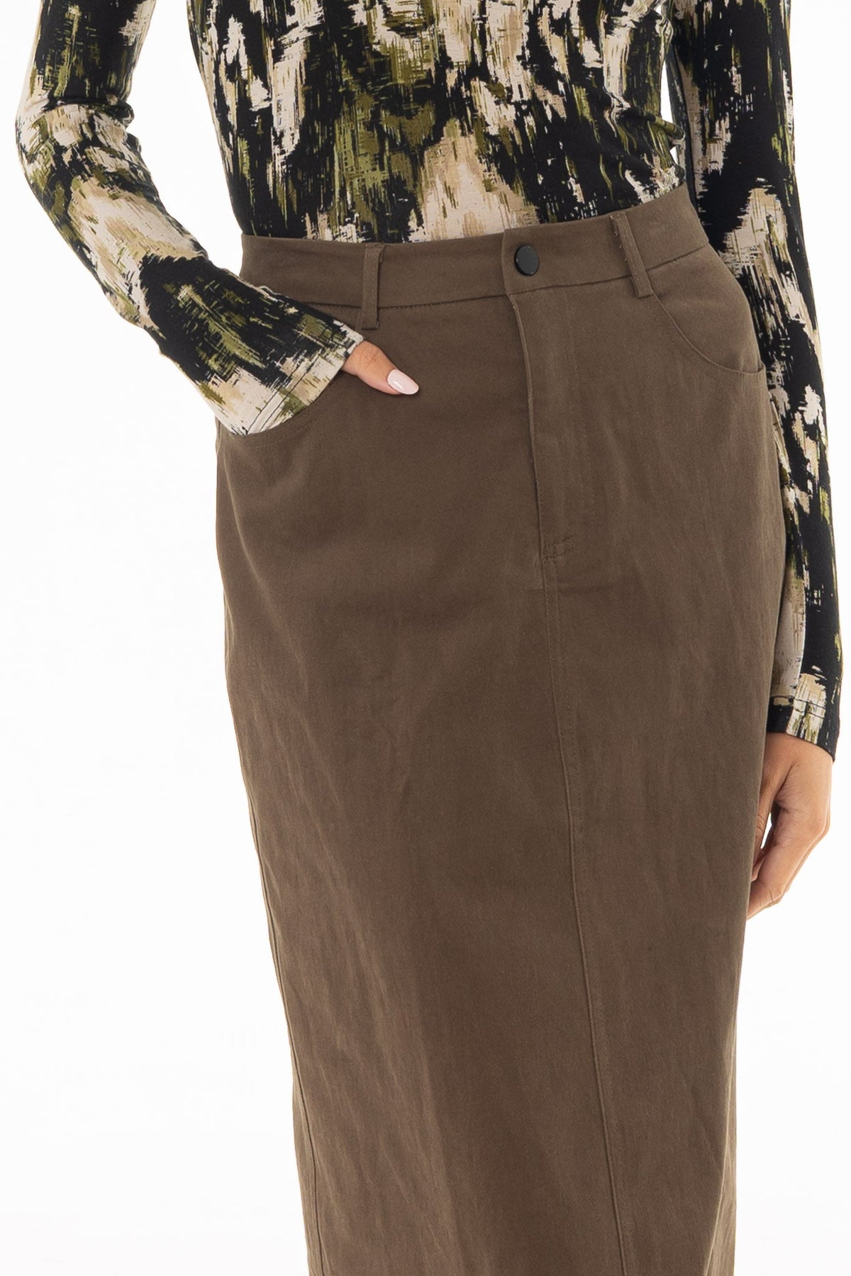 CHITHELABEL - Green Straight Denim Maxi Skirt