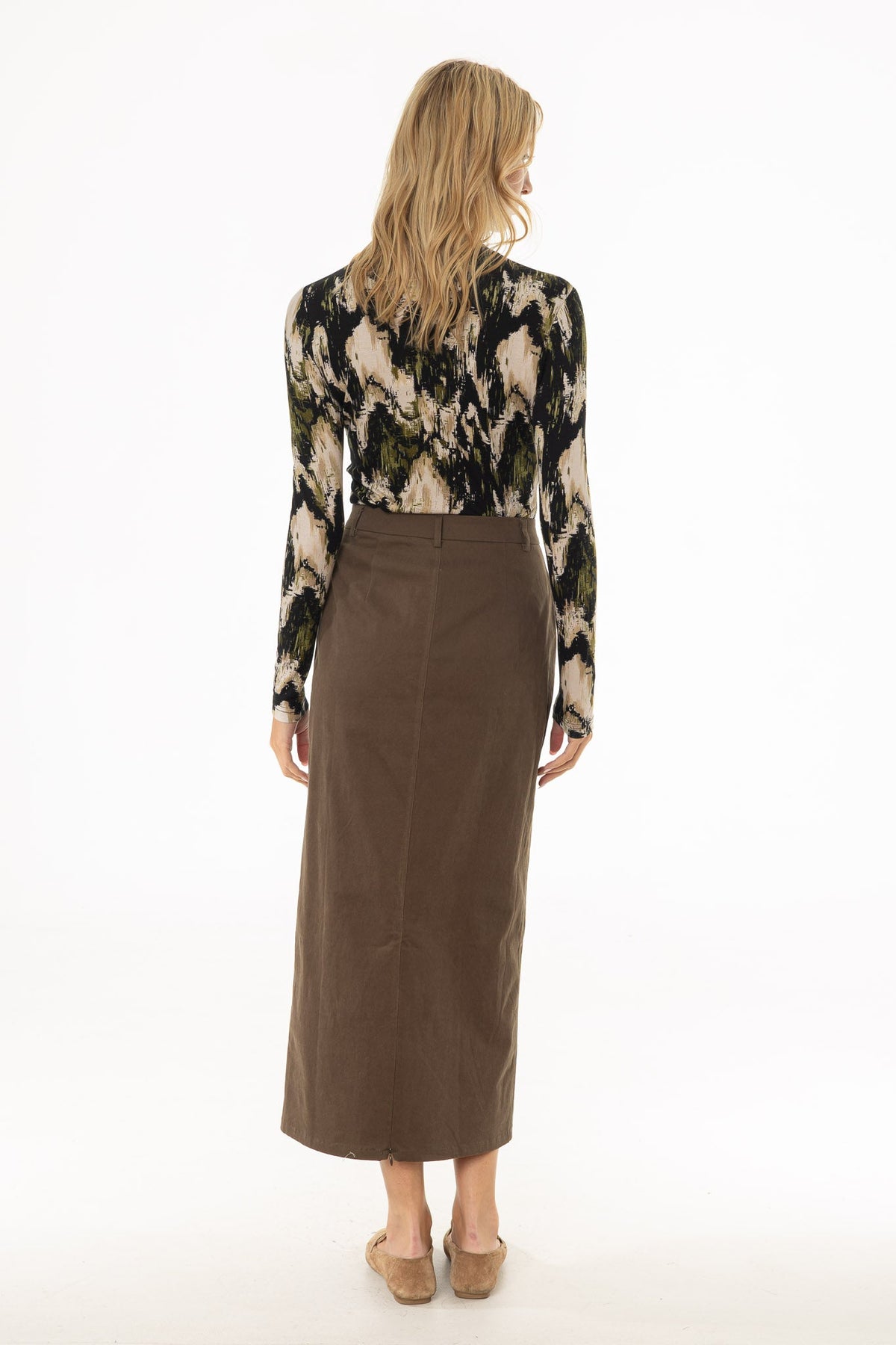 CHITHELABEL - Green Straight Denim Maxi Skirt