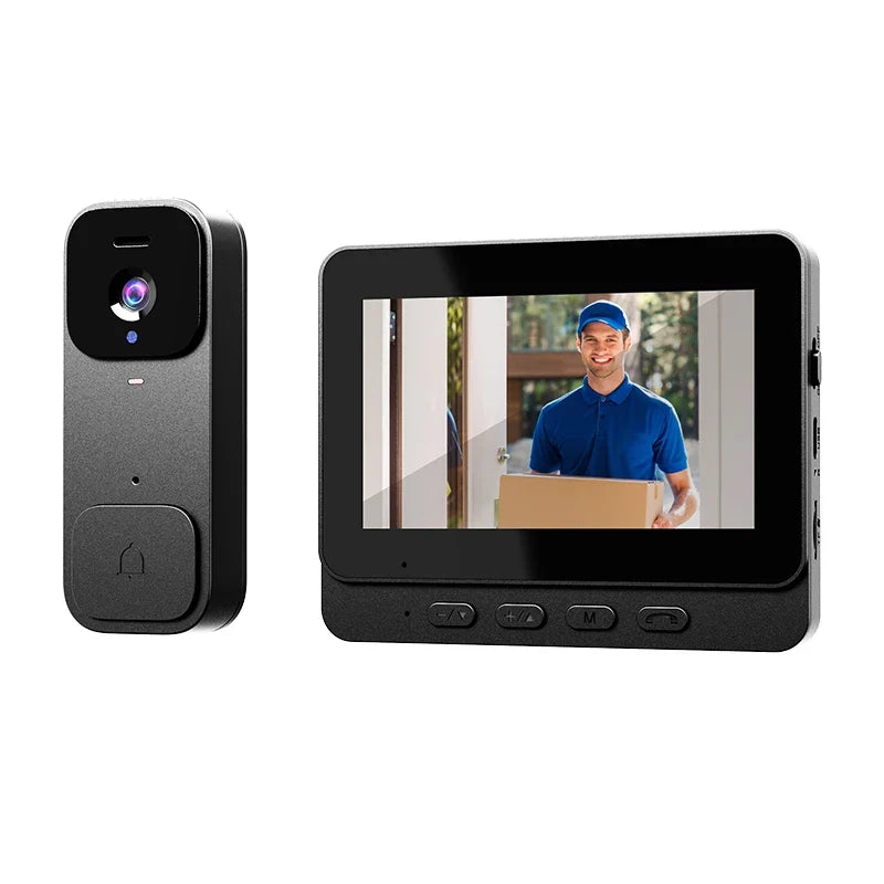 Smart Video Doorbell with Touch Display and APP Control - Wireless Home Security Camera with Magic Voice Changer and USB Power - ABS Material