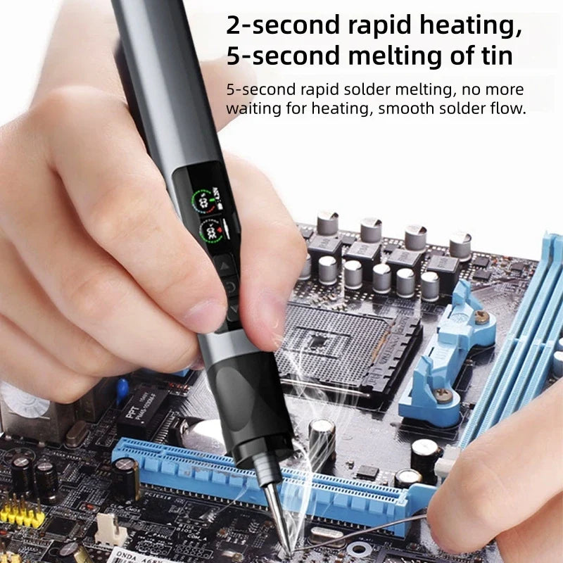 Optimized Product Title Portable USB Wireless Soldering Iron with OLED Digital Display - 1900mAh Lithium Battery Power Tool Set for Electronics Repair - Temperature Range 180-480°C