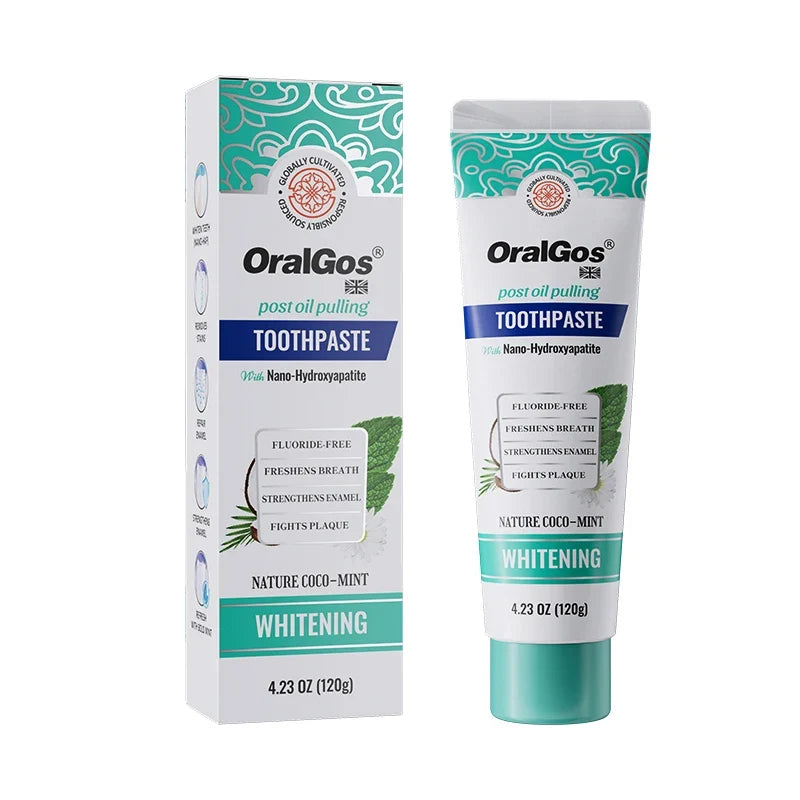 Natural Hydroxyapatite Toothpaste for Adults with Sensitive Teeth - Fluoride-Free Mint Flavor for Enamel Strengthening and Teeth Whitening