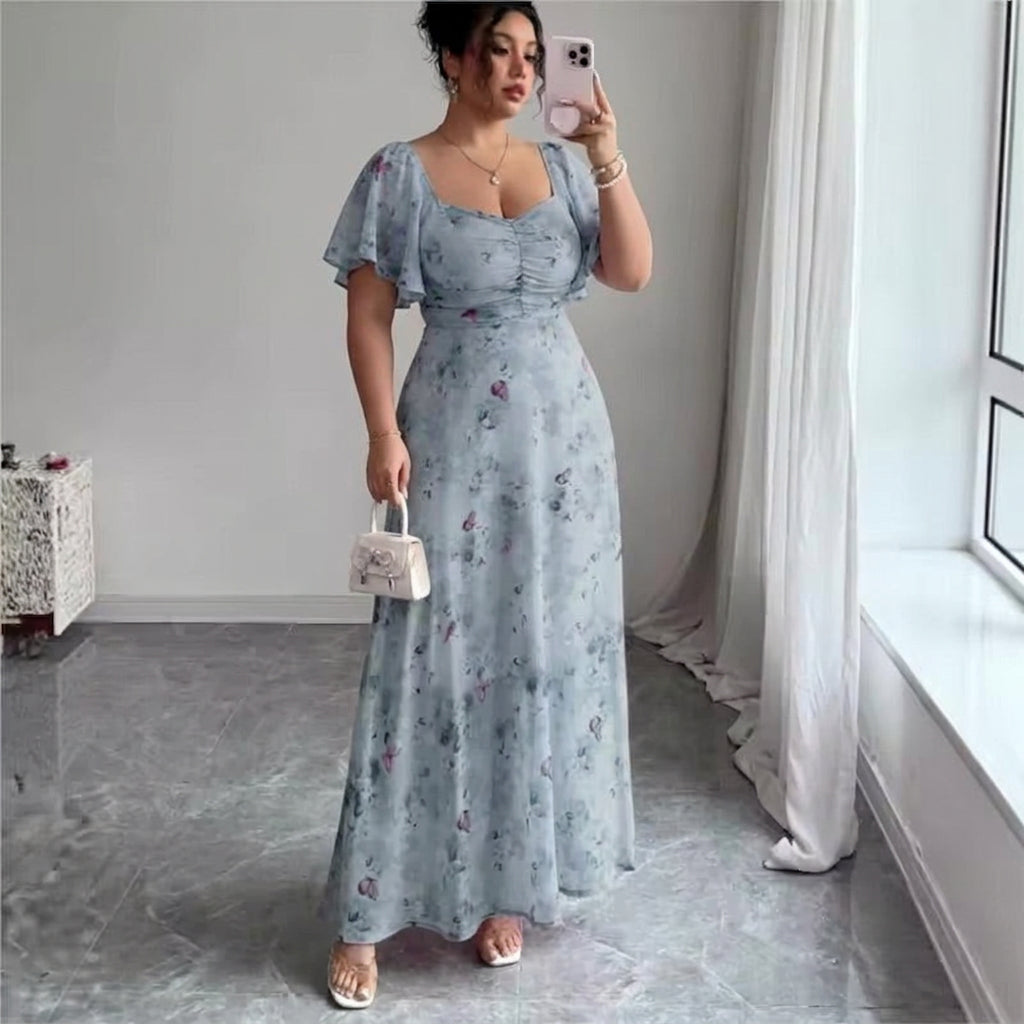 Naomi – Elegant Slim Dress with Ruffle Sleeves
