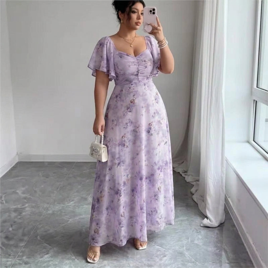 Naomi – Elegant Slim Dress with Ruffle Sleeves