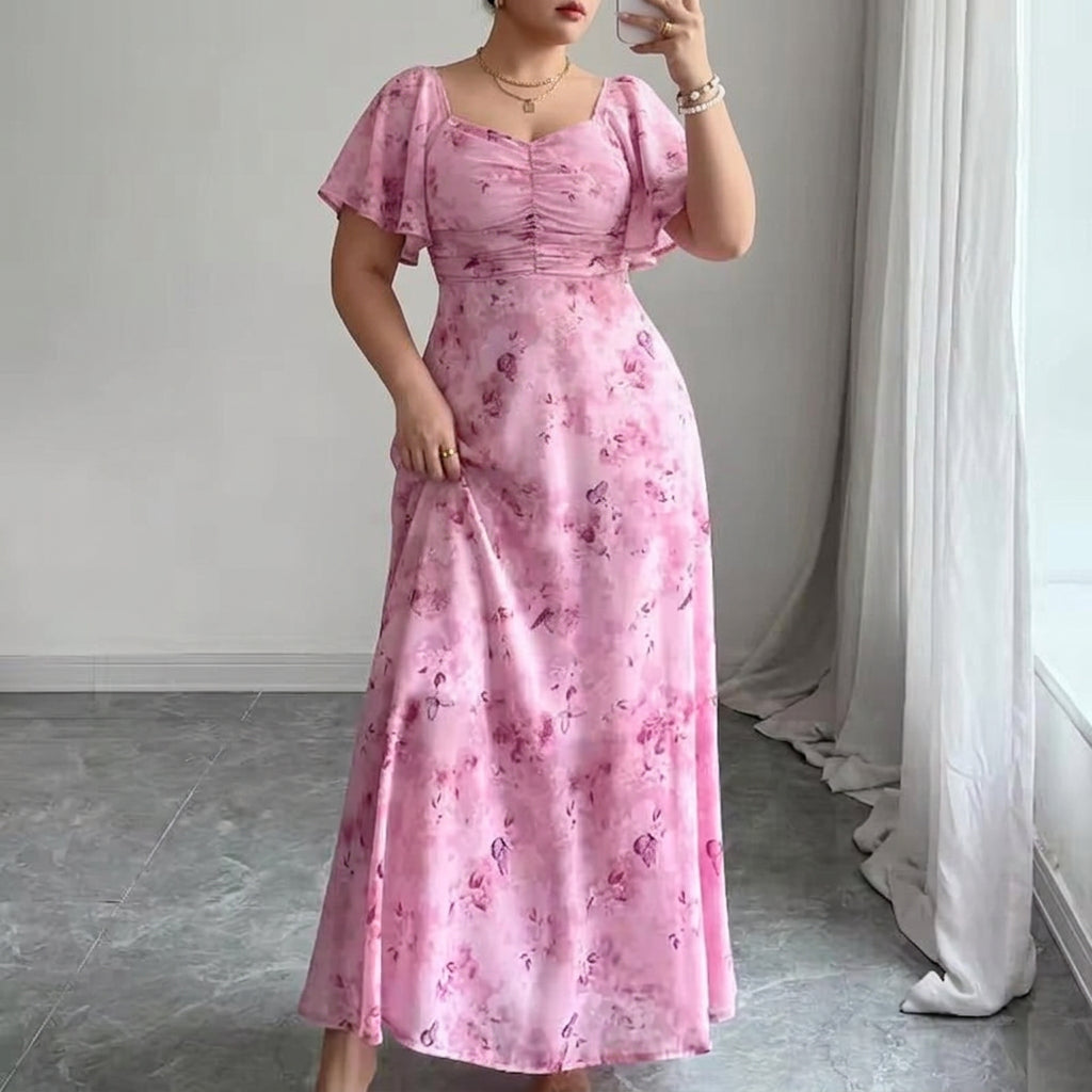 Naomi – Elegant Slim Dress with Ruffle Sleeves