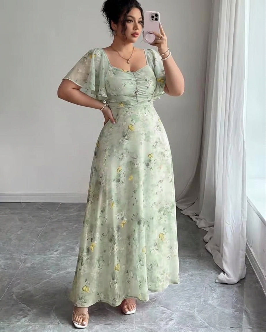 Naomi – Elegant Slim Dress with Ruffle Sleeves