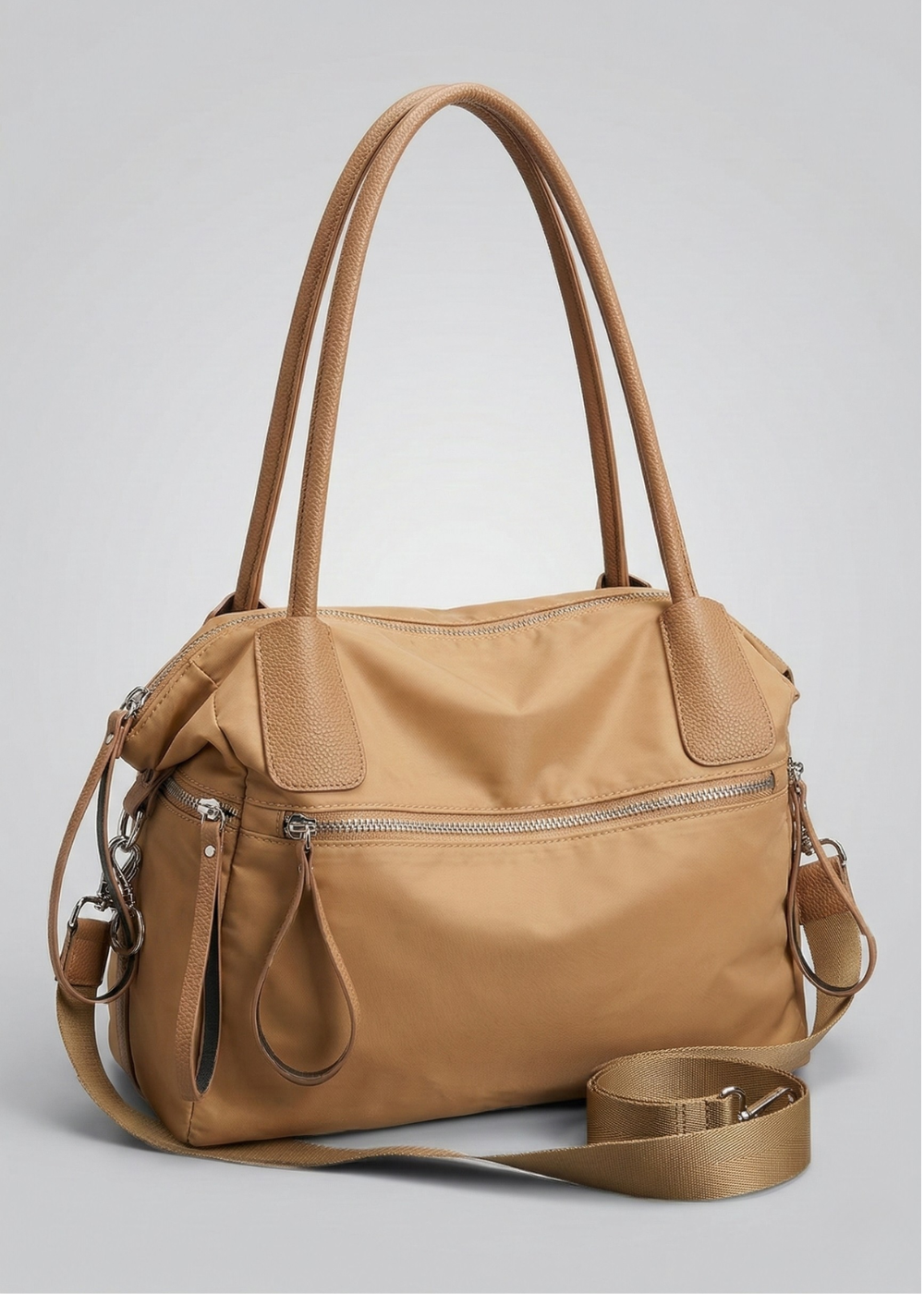 Khaki Nylon Tote Bag for School | Lisbon