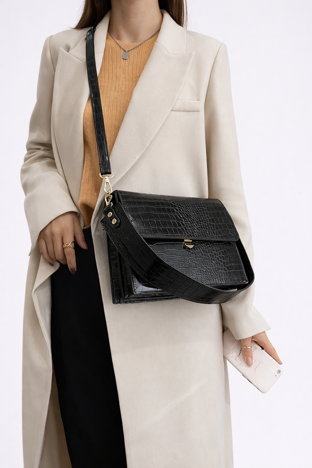 Mini black crossbody bag for work | PADOVA