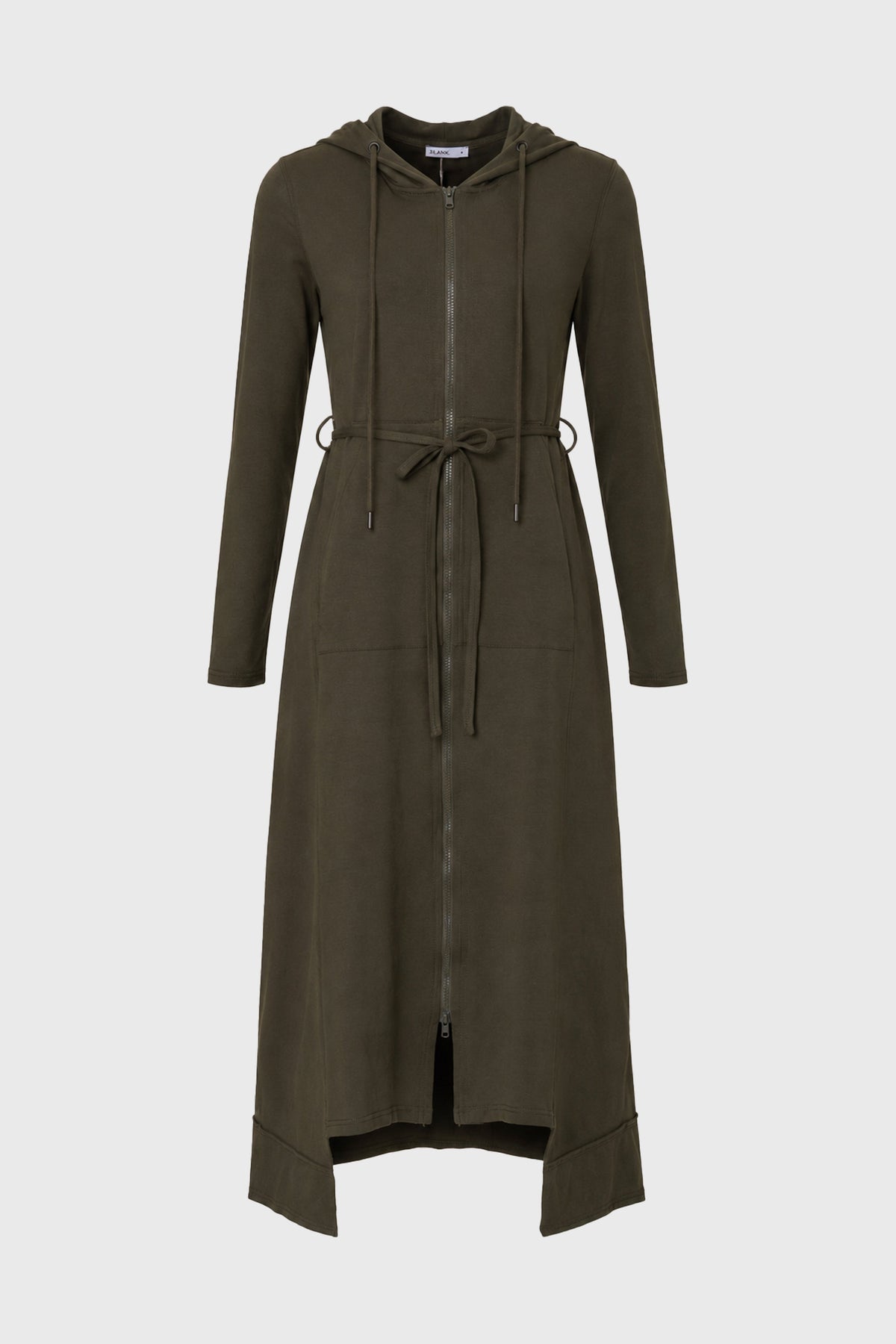 CHITHELABEL - Olive Hooded Sweatshirt Maxi Dress with Tie Belt