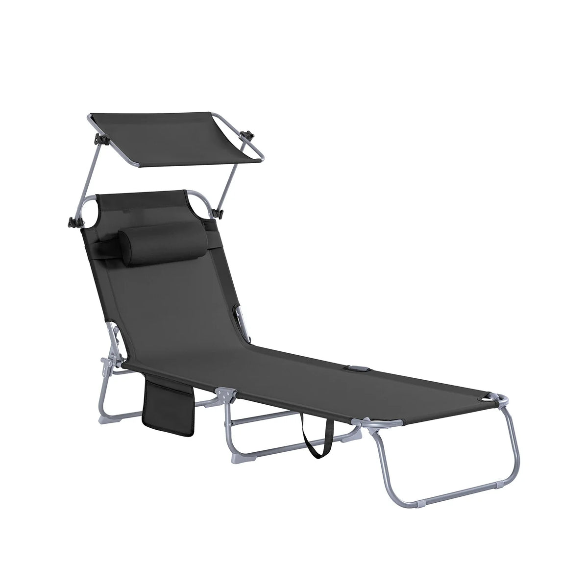 Outdoor Garden Swing Lounger with Metal Frame and Side Storage Bag - Ergonomic Relaxing Rocking Chair for Courtyard, Beach, and Balcony