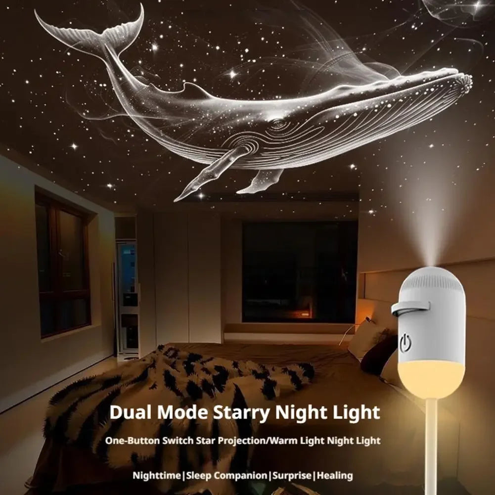 USB Mini Galaxy Star Projector Night Light with Interchangeable Slide Films – Starry Sky Light for Home and Car