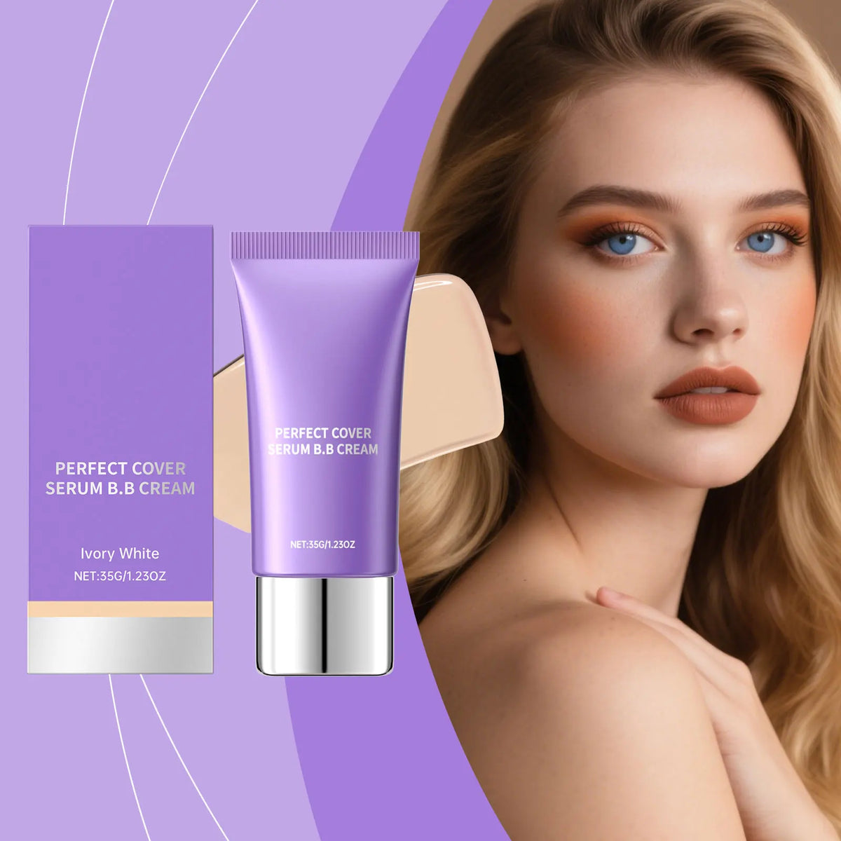 Waterproof BB Cream Foundation with Hyaluronic Acid – Color Correcting Makeup Base in 3 Shades
