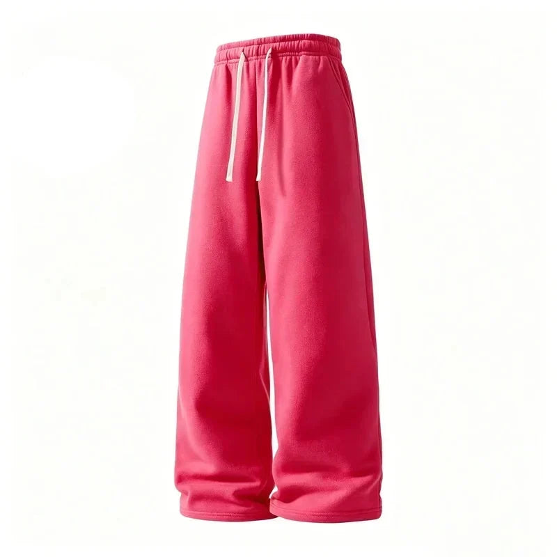 Men's Wide-Leg Sweatpants – Soft Cotton Loose Fit Drawstring Casual Pants