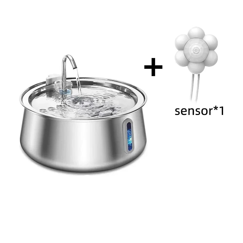 Stainless Steel Cat Water Fountain 4L – Automatic Pet Water Dispenser with Multi-Layer Filtration