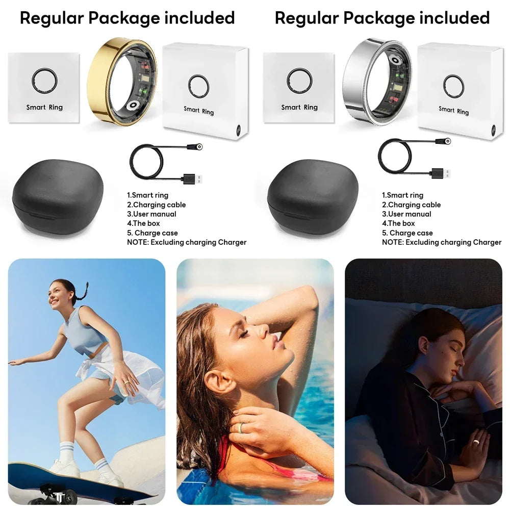 Smart Ring Activity and Sleep Tracker with Heart Rate, Blood Oxygen and Temperature Monitoring