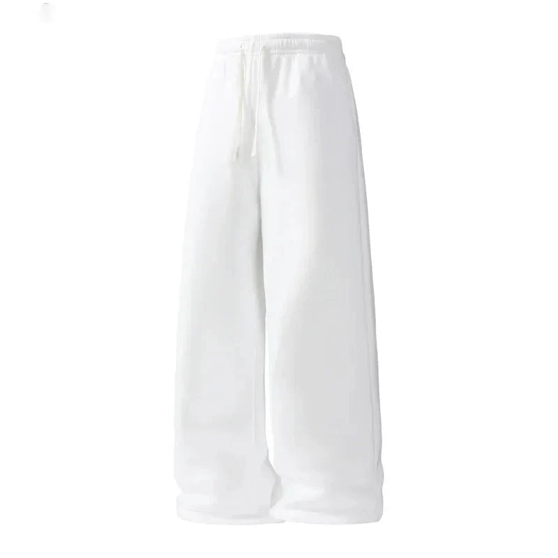 Men's Wide-Leg Sweatpants – Soft Cotton Loose Fit Drawstring Casual Pants