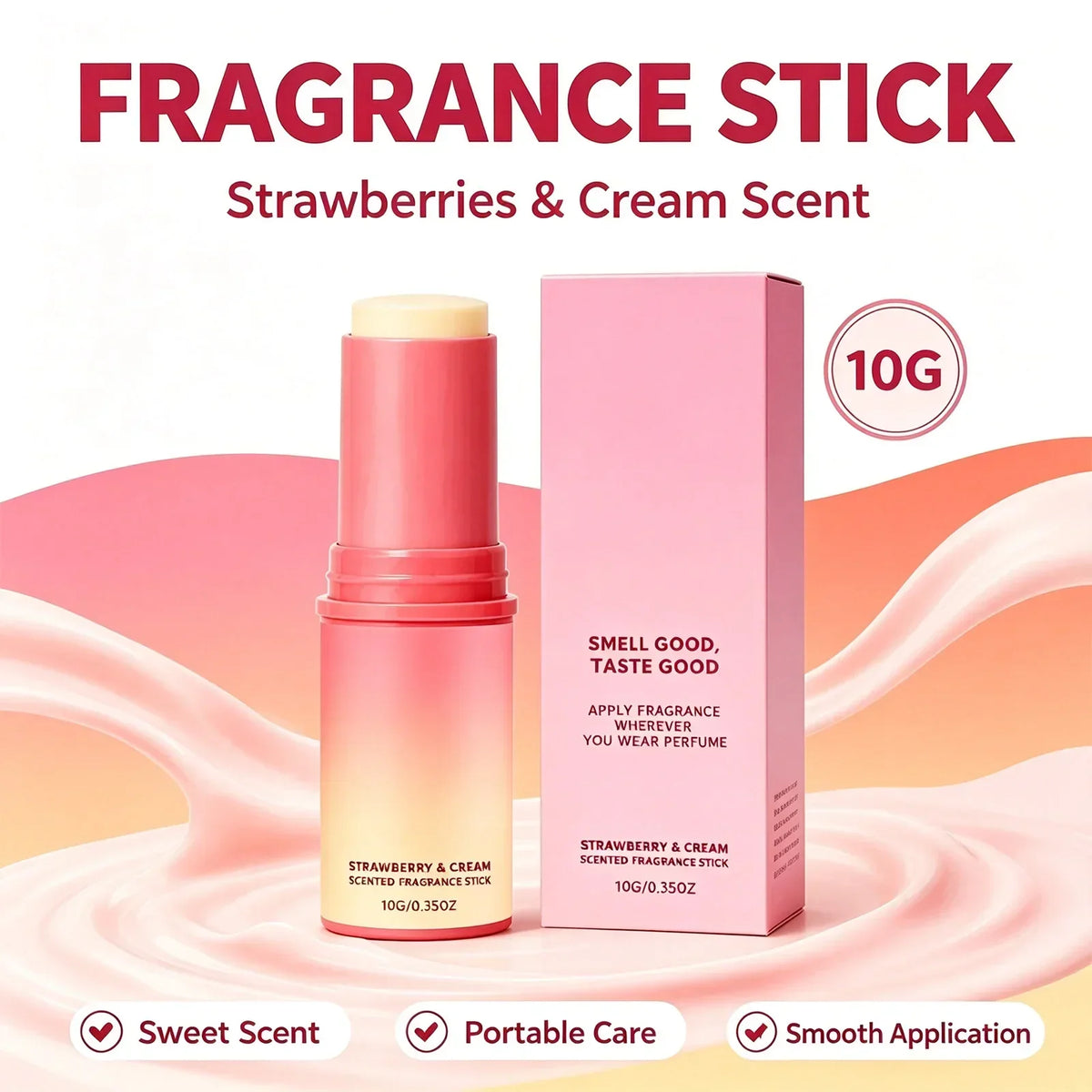 Strawberry Cream Solid Perfume Stick 10g – Portable Fragrance Balm