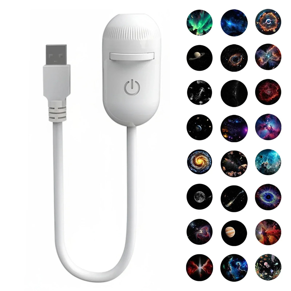 USB Mini Galaxy Star Projector Night Light with Interchangeable Slide Films – Starry Sky Light for Home and Car