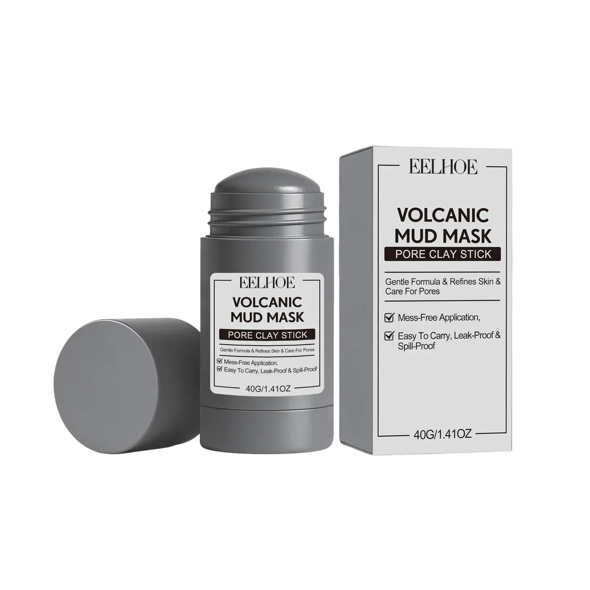 Clay Mask Stick for Deep Pore Cleansing – Kaolin Face Mask with Roller Ball Applicator