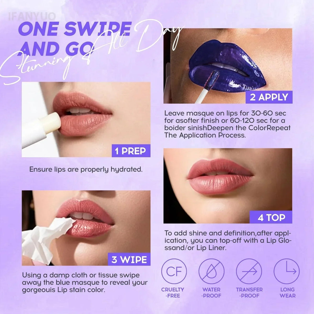 Peel-Off Lip Stain 4ml – Waterproof Long-Lasting Matte Liquid Lip Tint in 10 Shades