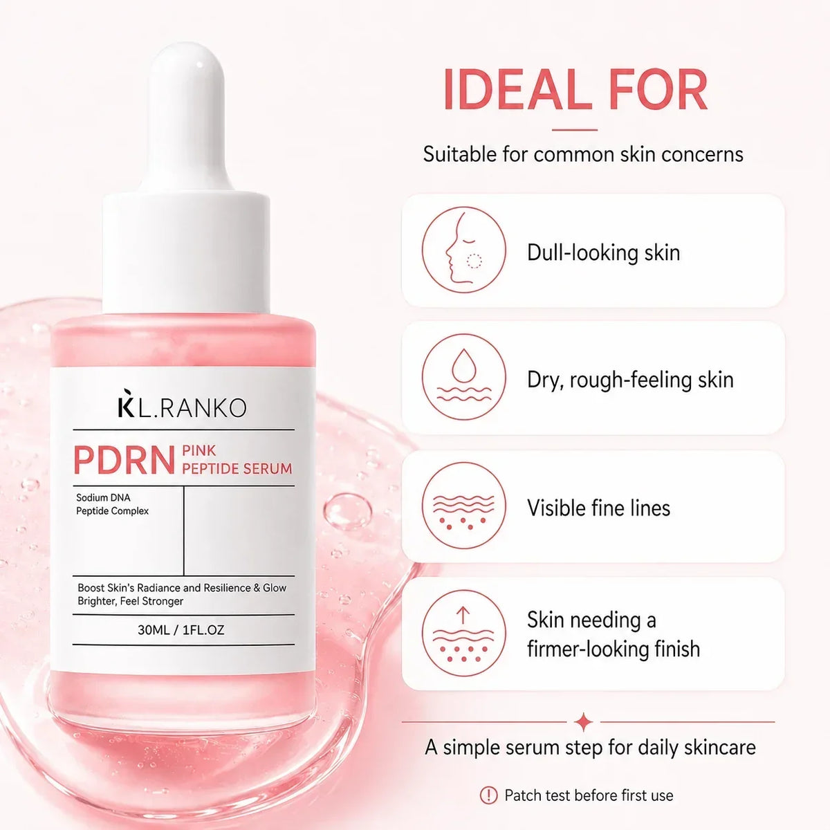 PDRN Peptide Face Serum 30ml with Collagen and Niacinamide – Hydrating Glow Serum