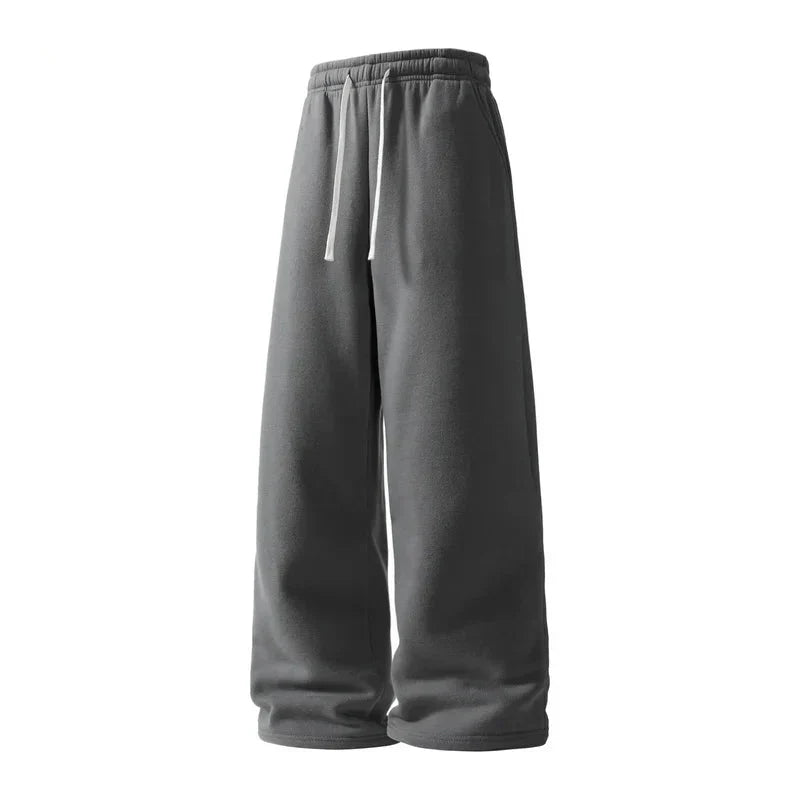 Men's Wide-Leg Sweatpants – Soft Cotton Loose Fit Drawstring Casual Pants